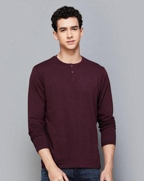 men regular fit henley-neck t-shirt