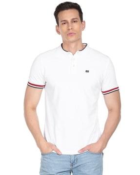 men regular fit henley t-shirt with piping