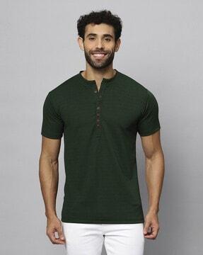 men regular fit henley t-shirt with short sleeves