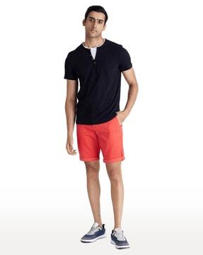 men regular fit henley t-shirt with short sleeves