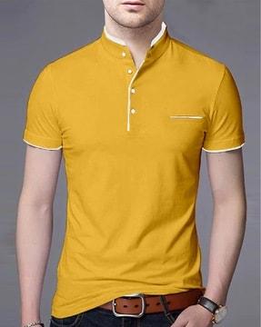 men regular fit henley t-shirt with short sleeves