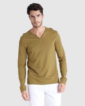 men regular fit henley t-shirt