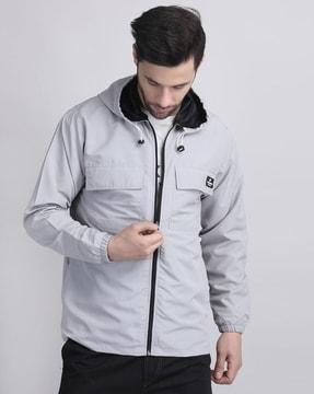 men regular fit hooded jacket