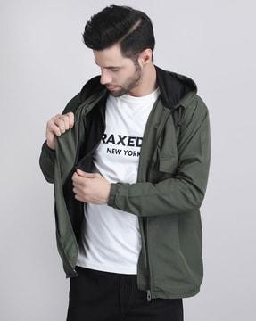 men regular fit hooded jacket