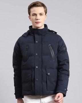 men regular fit hooded puffer jacket