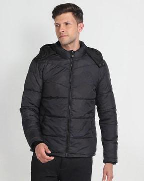 men regular fit hooded puffer jacket