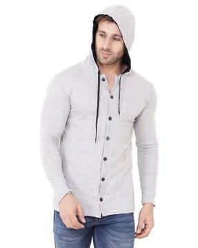 men regular fit hooded shirt