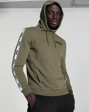 men regular fit hoodie with brand taping