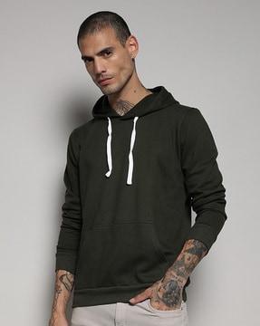 men regular fit hoodie with kangaroo pocket