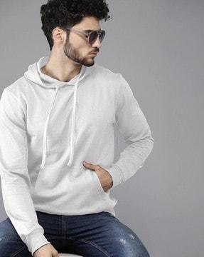men regular fit hoodie with kangaroo pockets