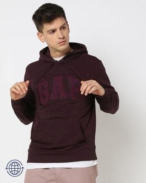 men regular fit hoodie with logo applique