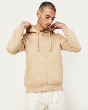 men regular fit hoodie with split-kangaroo pocket