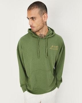 men regular fit hoodie with typographic print