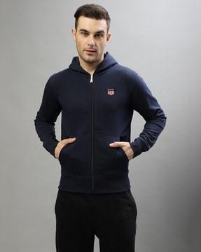 men regular fit hoodie with zip-front