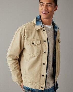 men regular fit jacket with flap pockets