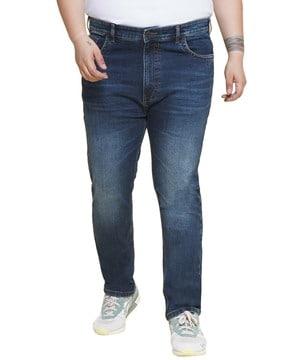 men regular fit jeans with 5-pocket styling