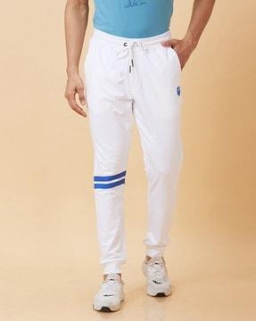 men regular fit joggers with contrast stripes