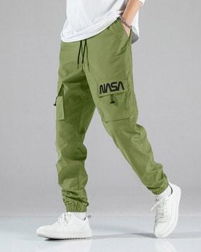 men regular fit joggers with drawstring