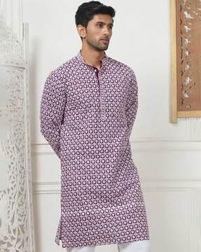 men regular fit kurta with full sleeves