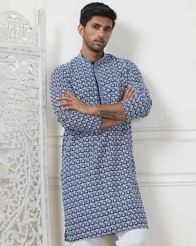 men regular fit kurta with full sleeves