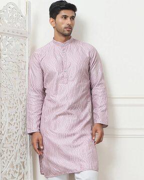 men regular fit kurta with full sleeves