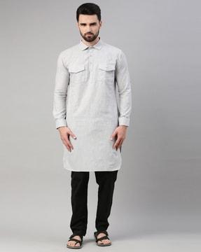 men regular fit long kurta full sleeves