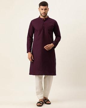 men regular fit long kurta full sleeves