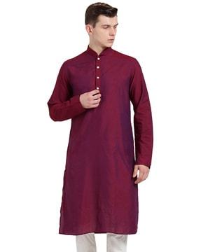 men regular fit long kurta with full sleeves