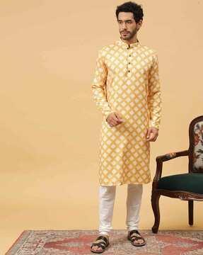 men regular fit long kurta