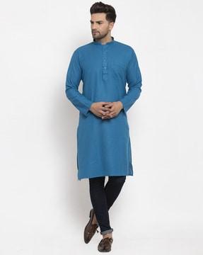 men regular fit long kurta