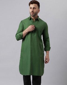 men regular fit long kurta