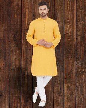 men regular fit long kurta