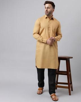 men regular fit long kurta