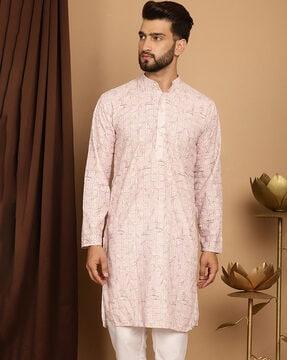 men regular fit long kurta