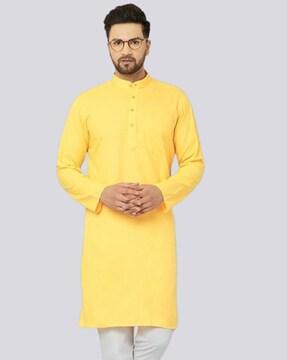 men regular fit long kurta