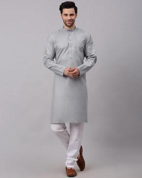 men regular fit long kurta