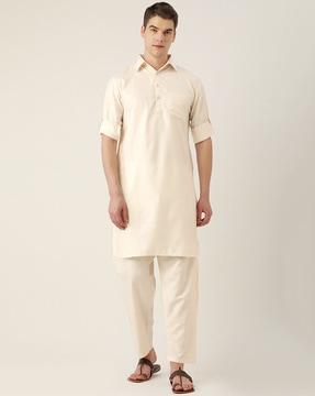 men regular fit long kurta