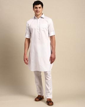 men regular fit long kurta