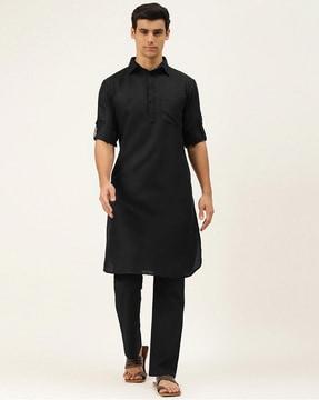 men regular fit long kurta