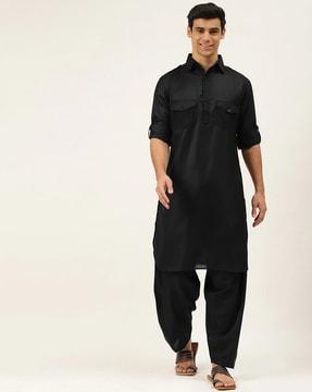 men regular fit long kurta