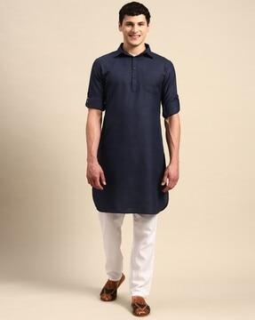 men regular fit long kurta