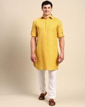 men regular fit long kurta