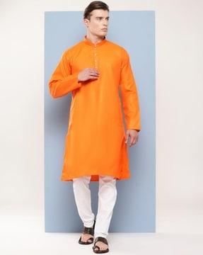 men regular fit long kurta