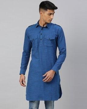 men regular fit long kurta