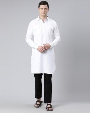 men regular fit long kurta