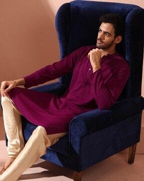 men regular fit long kurta