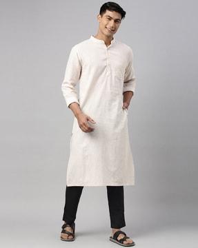 men regular fit mandarin-collar kurta