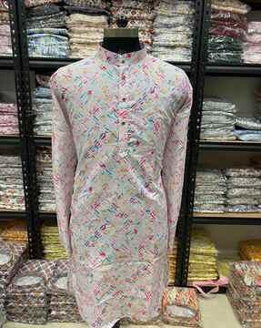 men regular fit mandarin-collar kurta