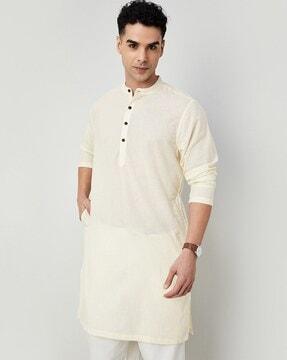 men regular fit mandarin-collar kurta