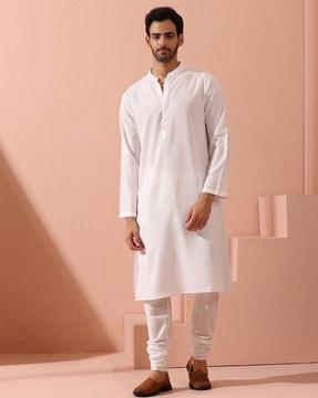 men regular fit mandarin-collar long kurta